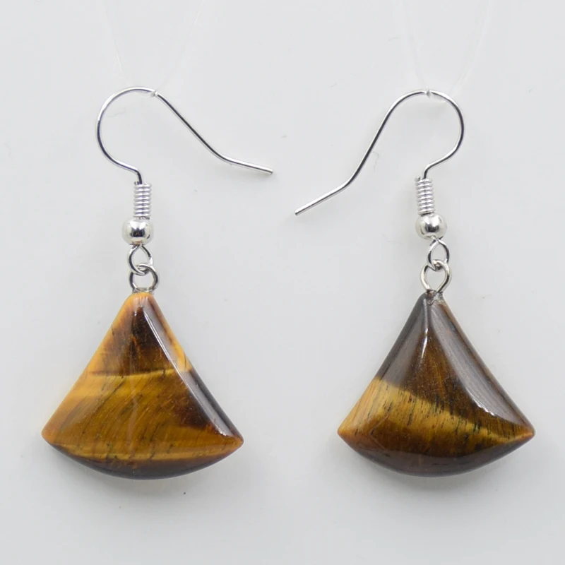 Женские серьги подвески с натуральным камнем фиолетового и розового цвета в