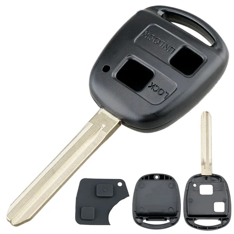 TOY43 лезвие автомобиль дистанционного ключа 2 кнопки ключа оболочки с резиновый кнопочный коврик набор запасных частей для Toyota-Yaris-Прадо Tarago-Camry Corolla