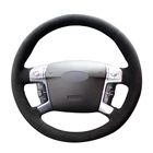 Сшитая вручную черная замшевая Автомобильная Оплетка на руль для Ford Mondeo Galaxy S-Max 2006 2007 2008 2009 2010 2011 2012 2013 20142015