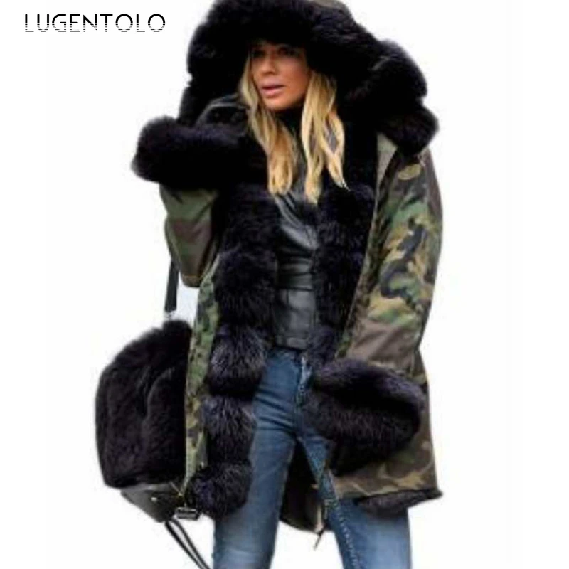 

Парка женская с капюшоном, кардиган на шнуровке, пальто, Повседневная Свободная уличная мода, большие размеры, Lugentolo, Осень-зима