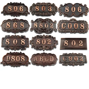 Европейская наклейка на дверь, Античная Медная наклейка на дверь, знак 3-4 номера, табличка на дверь отеля, индивидуальные пластиковые пронумерованные бирки