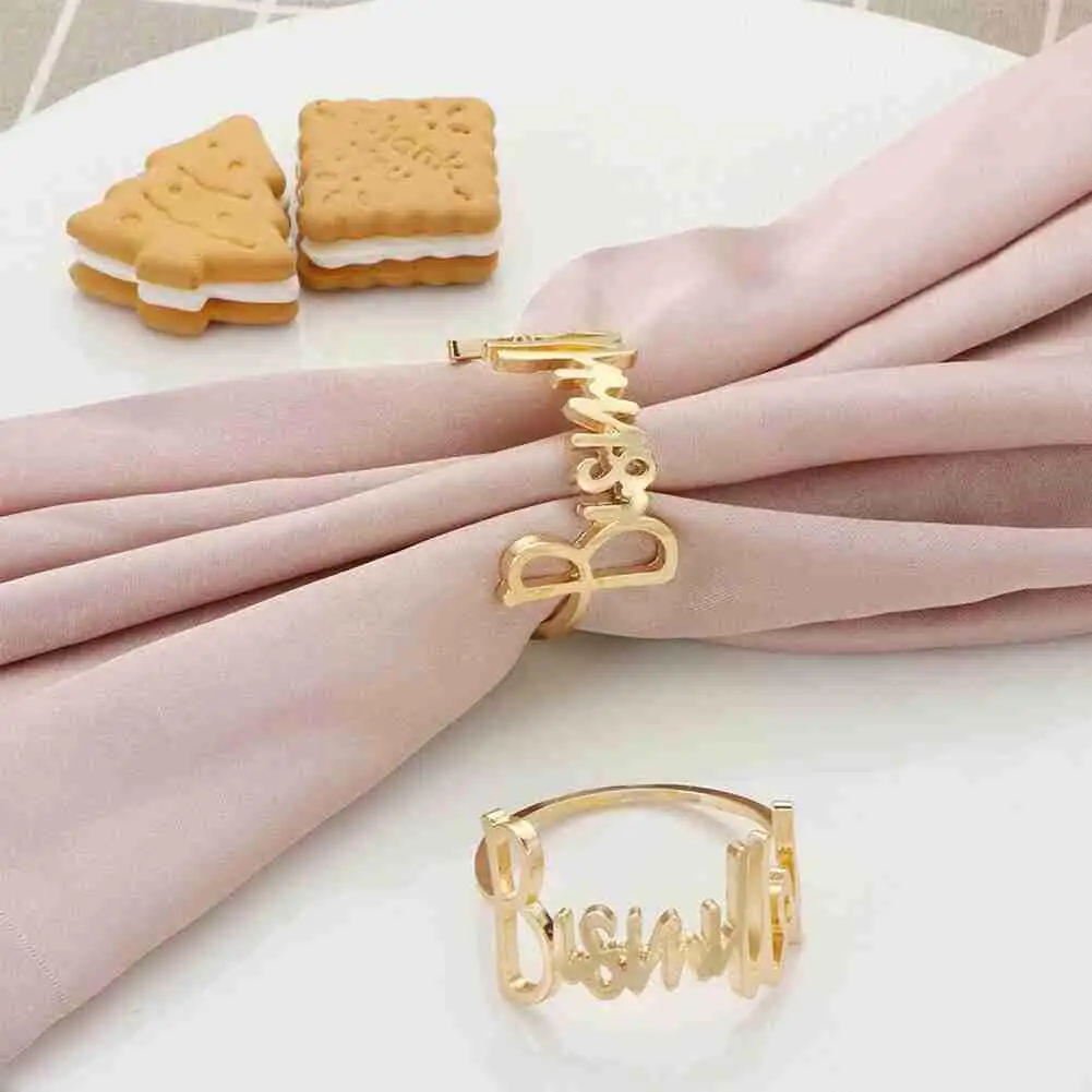 

6 / PCS new English letterhotel wedding alloy curtain buckle buckle napkin ring ornaments towel F6B1
