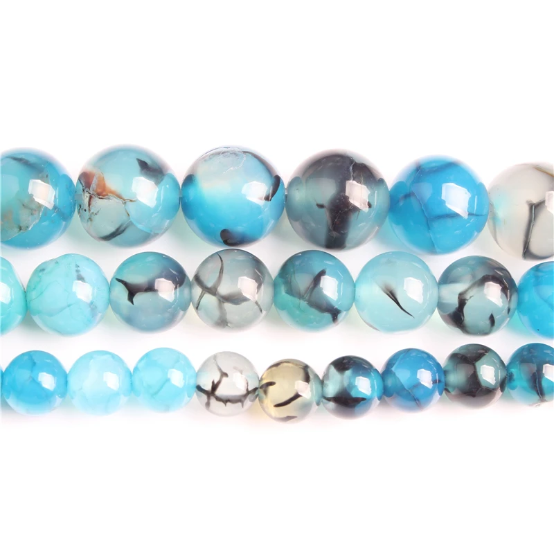 

Linxiang Natural jewelry Blue dragon pattern agates loose bead 4 / 6 / 8 / 10mm suitable for jewelry making DIY Bracelet Nec