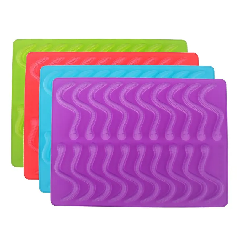 20 полости силиконовые жевательные змеи черви шоколадные формы сахарные конфеты