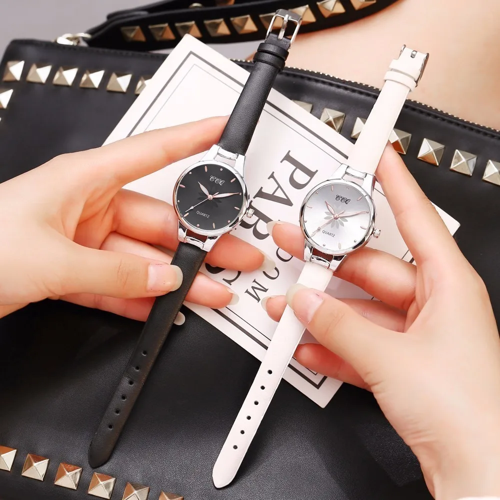 Горячие модные женские кожаные часы с цветами повседневные роскошные аналоговые