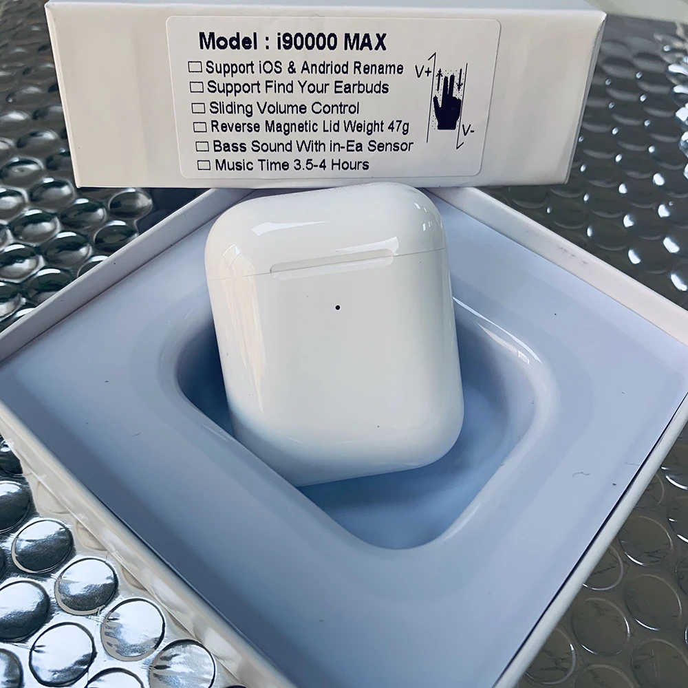 I90000MAX TWS Arie 2, беспроводные наушники, 8D, супер бас, Bluetooth 5,0, наушники, раздвижные, регулировка громкости, наушники PK i5000 i9000tws - Color: i90000MAX-tws
