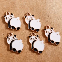10pcs chinas national treasure enamel panda charms for jewelry making earring pendant bracelet necklace charms diy findings