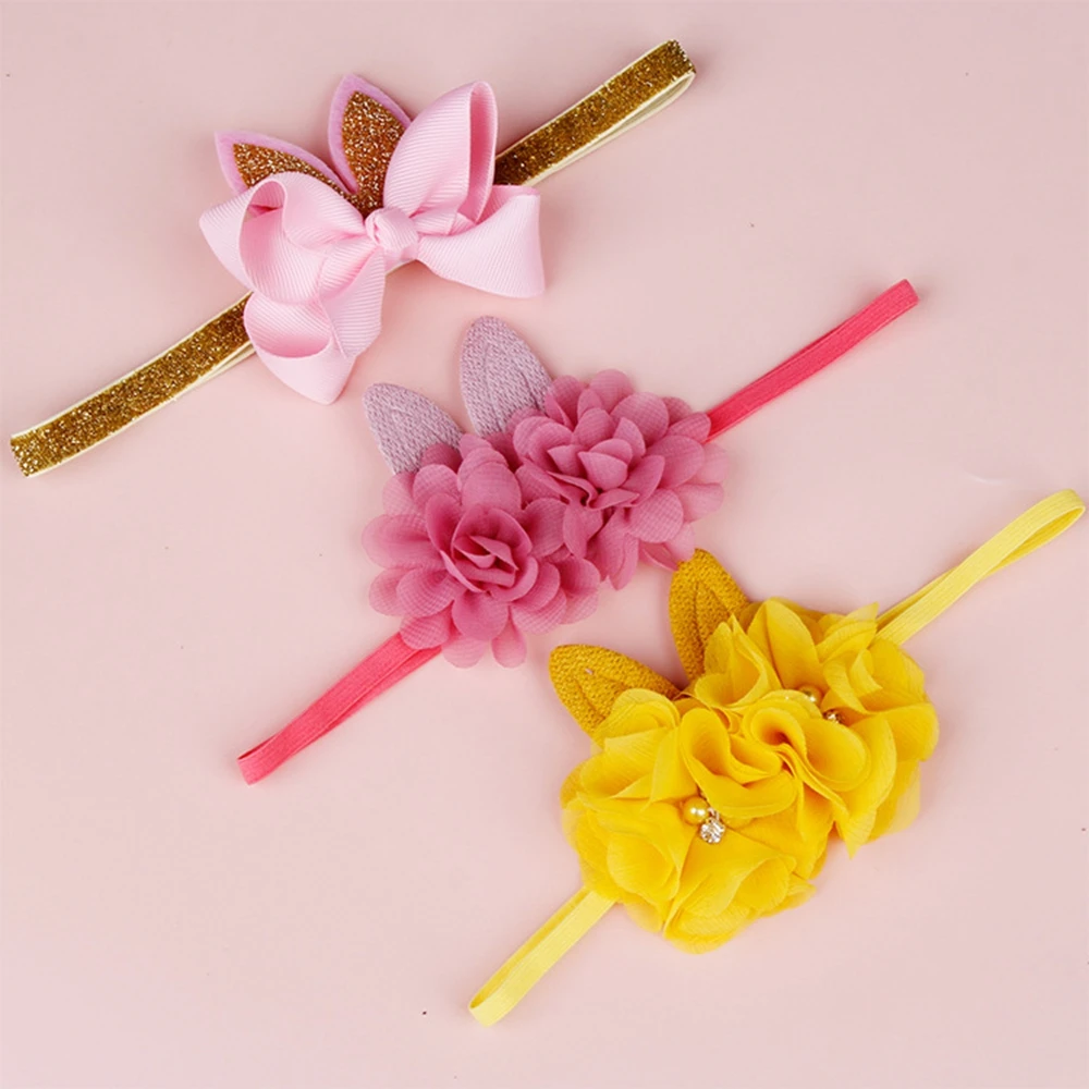 Пасхальный детский Блестящий ободок с кроличьими ушами Детская Цветочная