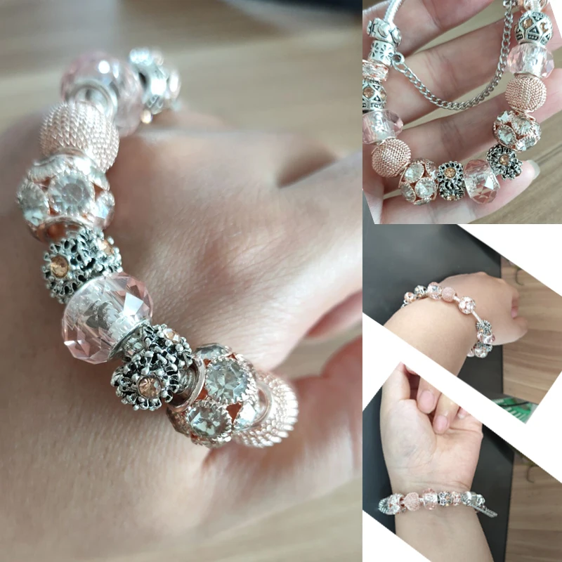 ANNAPAER очаровательные браслеты и для женщин бриллиантовые бусины подходят Pan