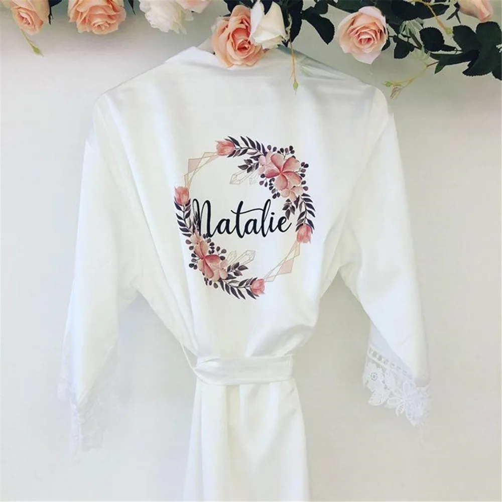 Настраиваемый свадебный кружевной халат в подарок на день рождения цветочный