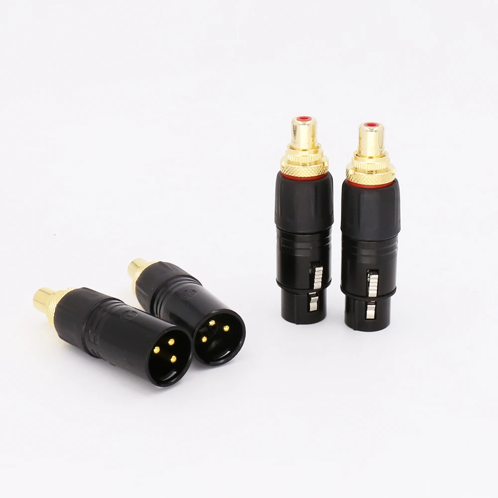 2x XLR для RCA гнездо адаптер Золотой сбалансированный кабель штекер мужской
