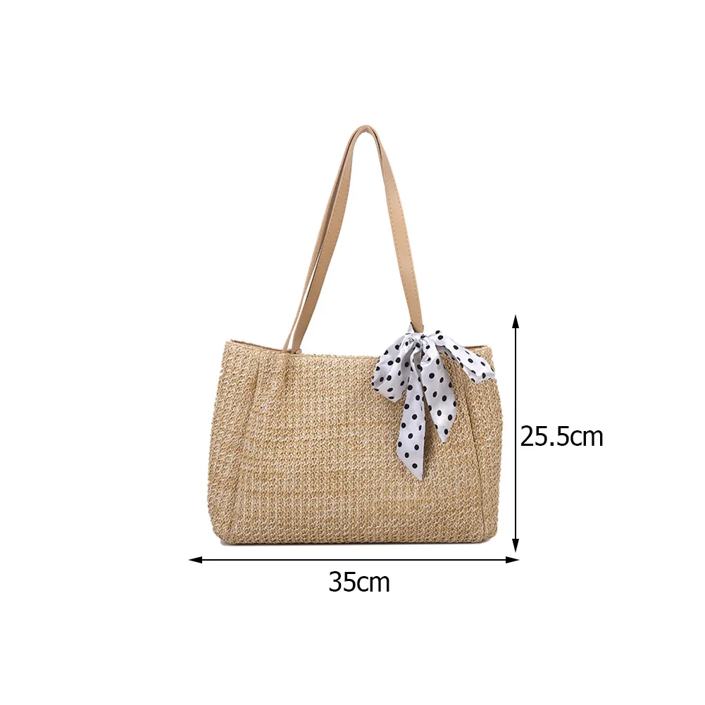 

Fashion Women Silk Scarf Woven Shoulder Shopping Bag Casual Ladies Summer Beach Vacation Large Capacity Tote Handbags