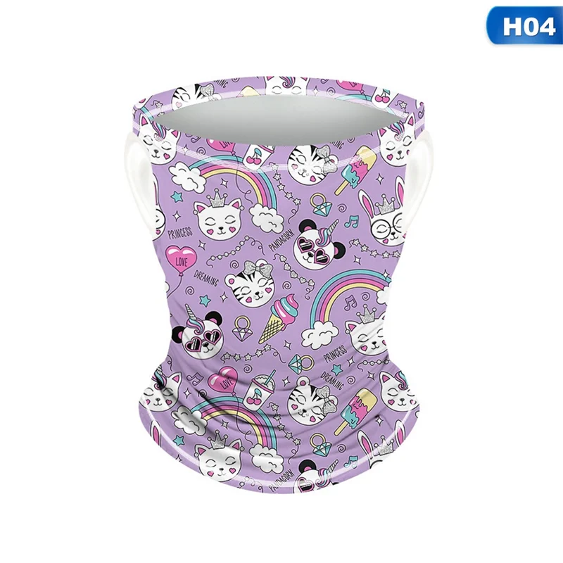 

1Pc Cute Cartoon Pattern Hanging Ear Kids Head Face Neck Gaiter Tube Bandana Scarf Outdoor Cycling Sports Scarf