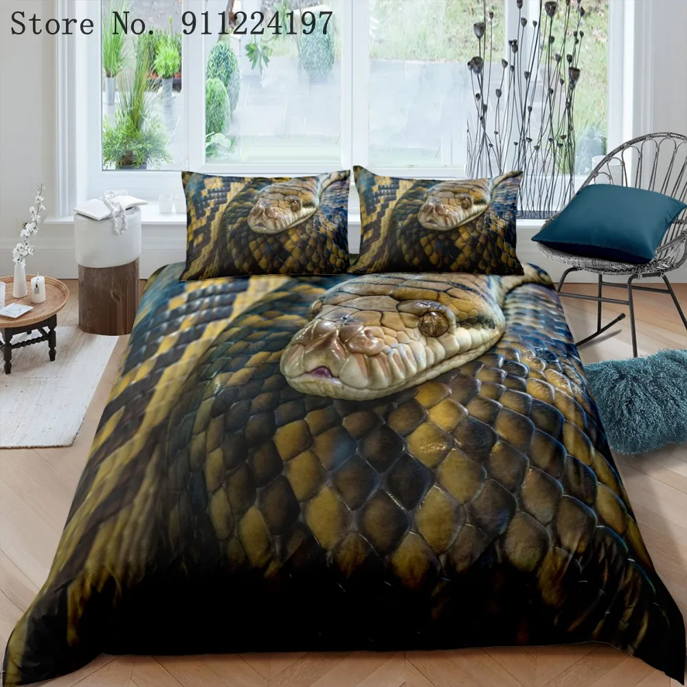 Snake Duvet Cover Set For Adult Bedding 3d Animal Pattern 2/3pcs Quilt Single Double Queen King Size Home Textiles | Дом и сад