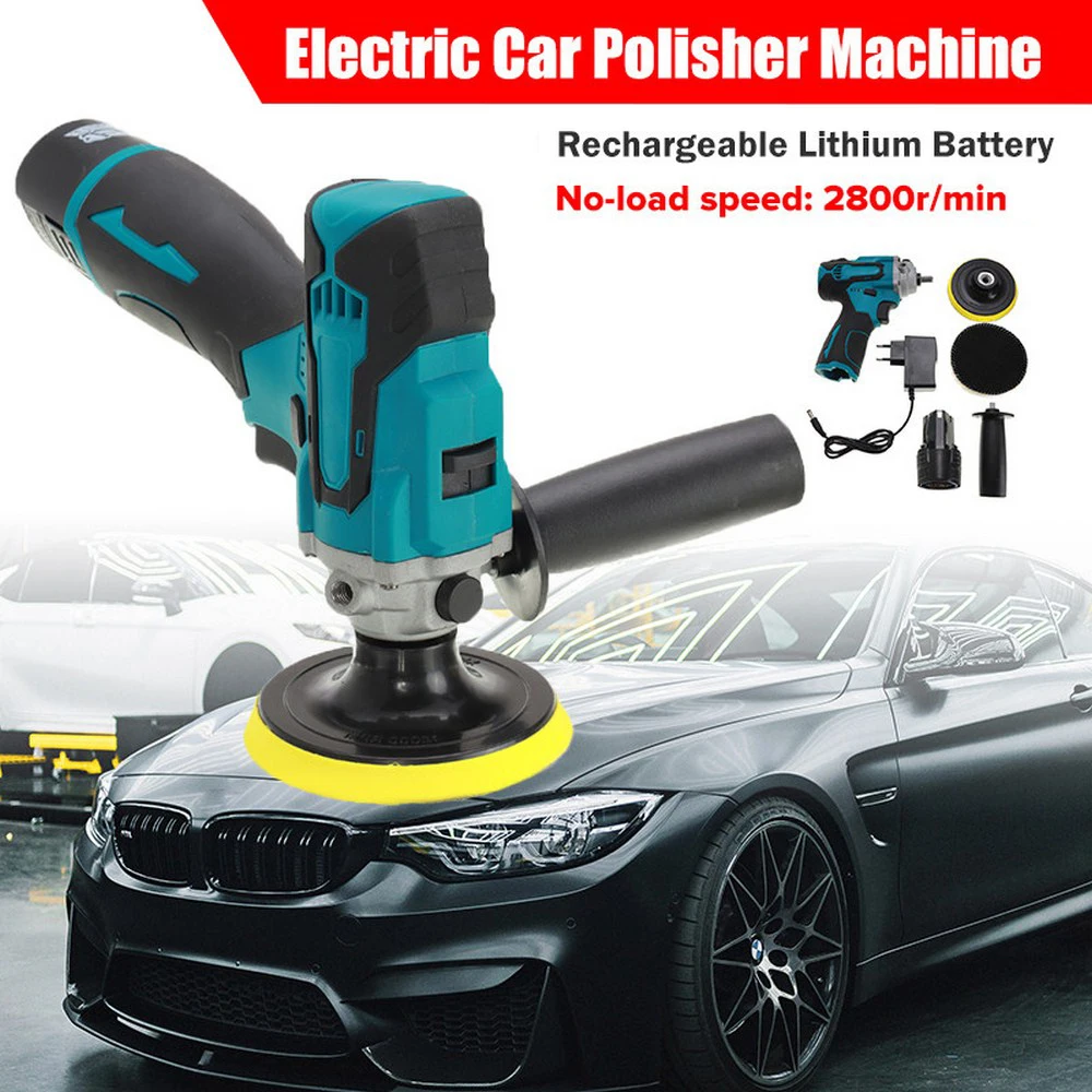 Cordless Electric Polisher Machine Kit Car Polishing Waxing Cleaner Orbital Action 5 Speed Sander Buffing with 2 Lithium Battery