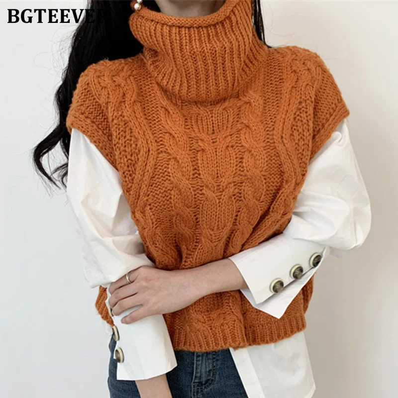BGTEEVER уличная одежда вязаный свитер для женщин водолазка Теплый Женский жилет