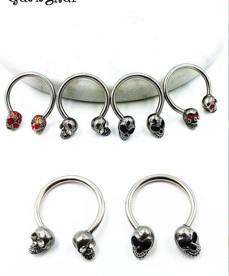 

1PC Punk Skull Tongue Rings Piercing Earring Stud Lip Ring Tongue Rings Helix Stainless Steel Lip Studs Fashion Body Jewelry