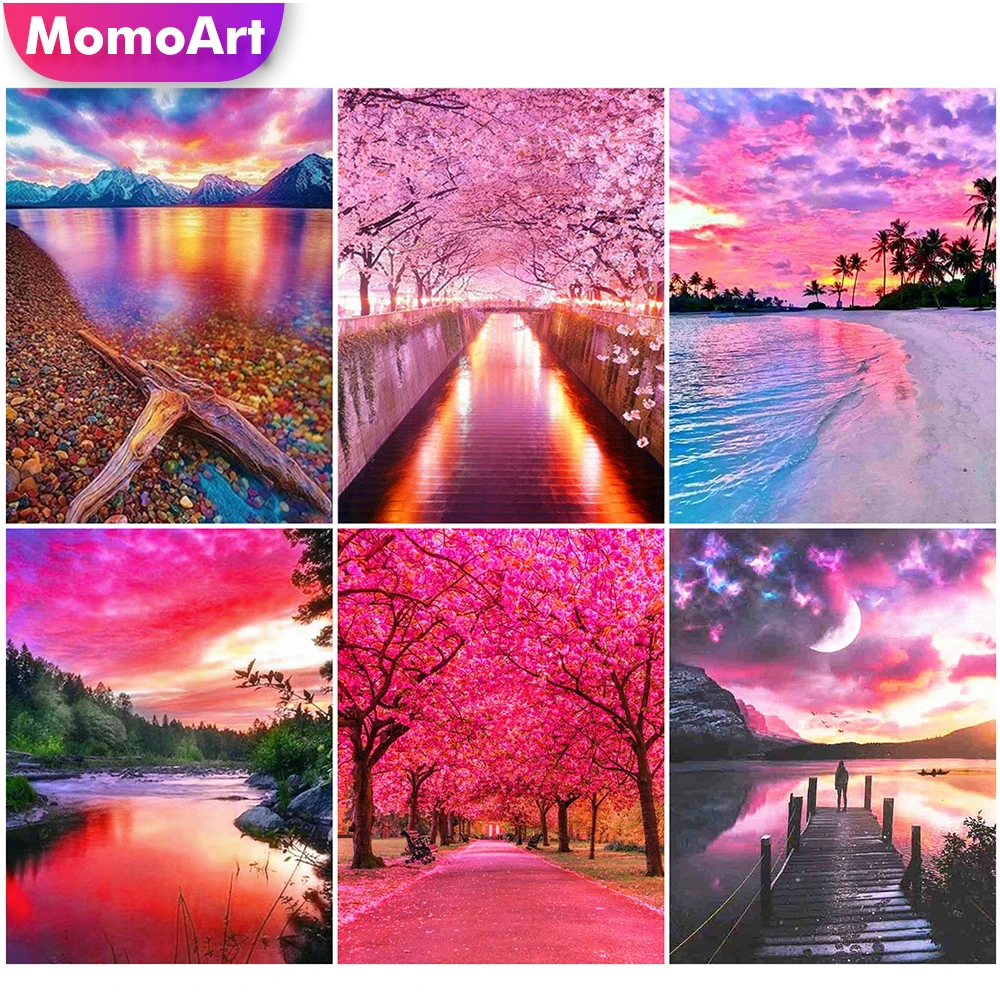 Набор для вышивки крестиком MomoArt, алмазная живопись С закатом, наборы для вышивки крестиком, пейзаж стразы, мозаичный Декор для дома