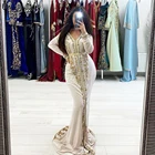 Мусульманские официальные платья с длинным рукавом, арабское платье для вечеринки, женское марокканское кафтан, юбка-годе, Золотая аппликация