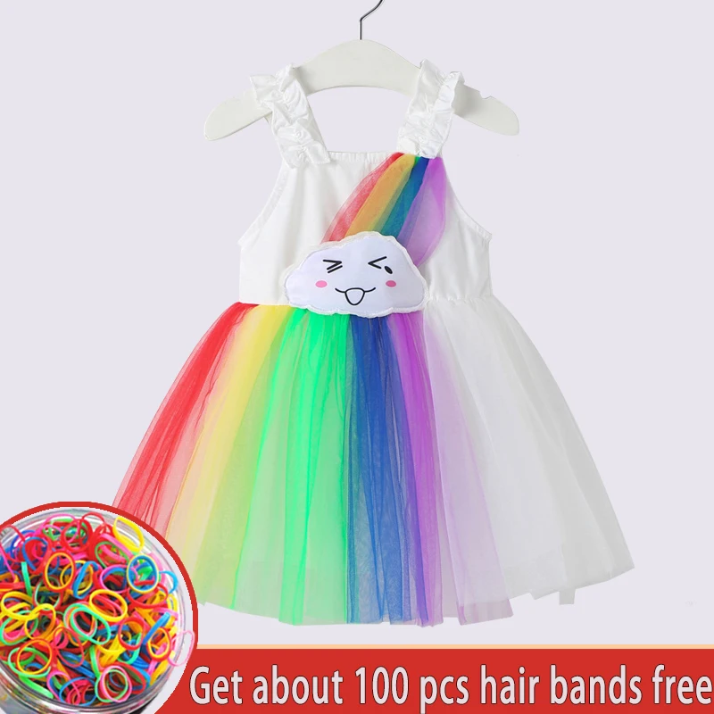 Girl Mesh Unicorn Ball Gown Dress Kid Summer Short Sleeve Cute Dresses Vestido Lace Clothing Children Birthday Party For Girls | Детская