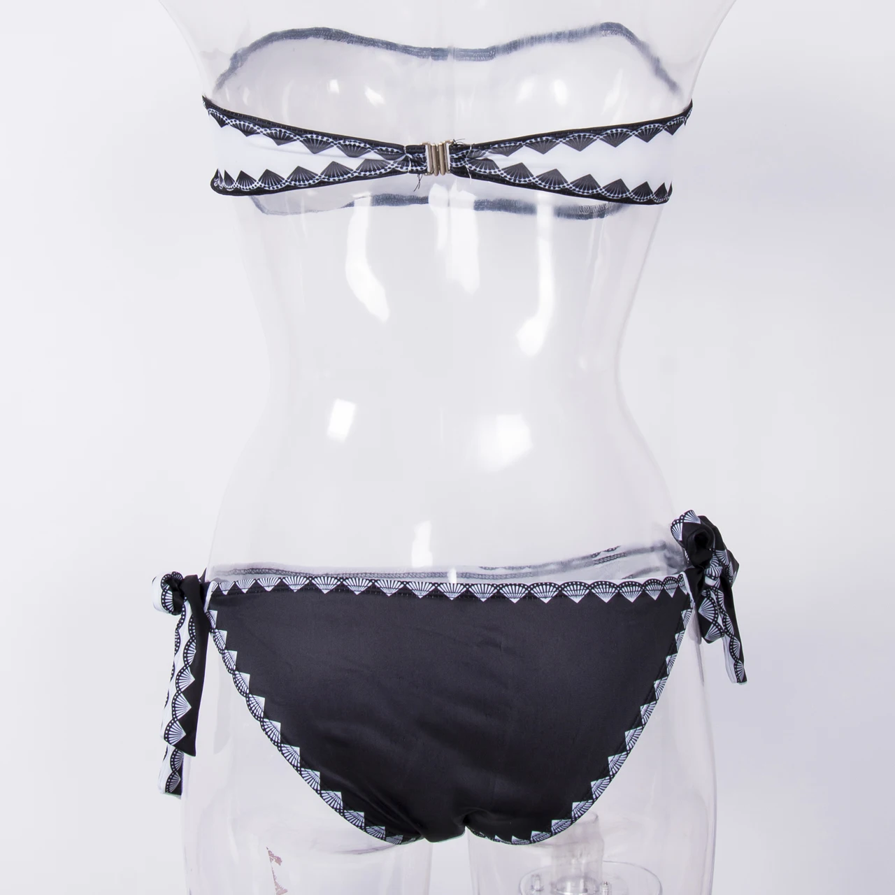 Женский комплект бикини с завязками без бретелек топы принтом купальник из двух