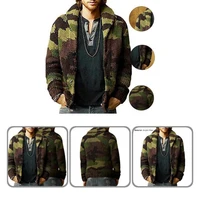 sweater jacket elastic coarse wool warm lapel camouflage color knitted sweater coat knitted cardigan for outdoor