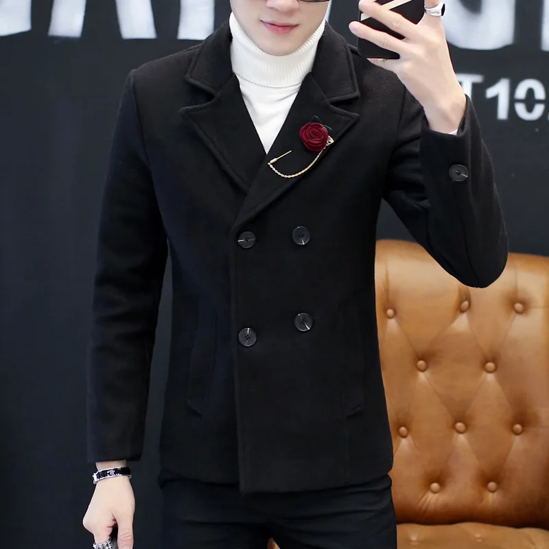 

Autumn and winter woolen jacket men's self-cultivation male collar woolen jackets men's casual jacket