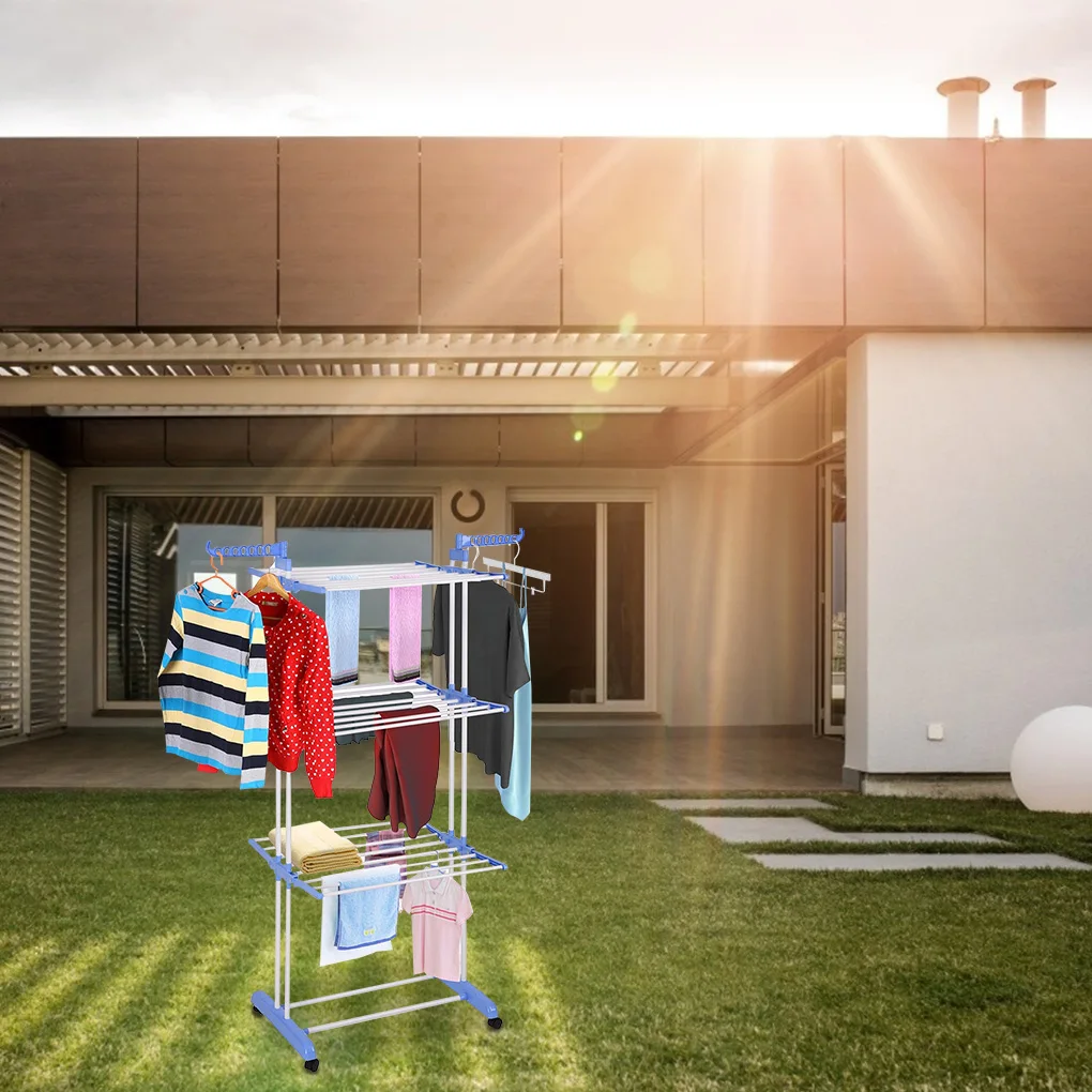 

3 Tier Clothes Drying Rack Stand Space Saving Laundry Dryer Hanger Indoor Outdoor Clothes Organizer