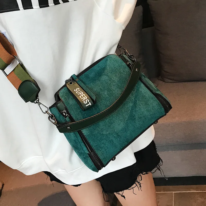 

Scrub Bucket Tote Bags for Women Quality Matte Leather Crossbody Bag Wide Shoulder Strap Messenger Bag Female Retro Handbags Sac