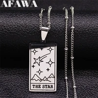 tarot the star stainless%c2%a0steel charm necklace women silver color esotericism necklace jewelry the major arcana pendant collar