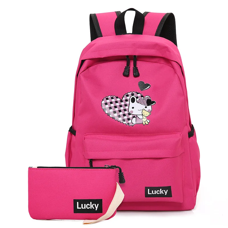 Large cartoon print children school backpack for teen girls Cute capacity thick canvas ladies travel backpacks Kid school bags