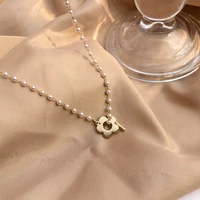 ioy irene fashion flower pearls pendant necklace new cute romantic gothic chain clavicle necklace for women jewelry ne688