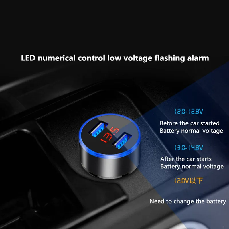 Новый светодиодный USB Автомобильное зарядное устройство для телефона