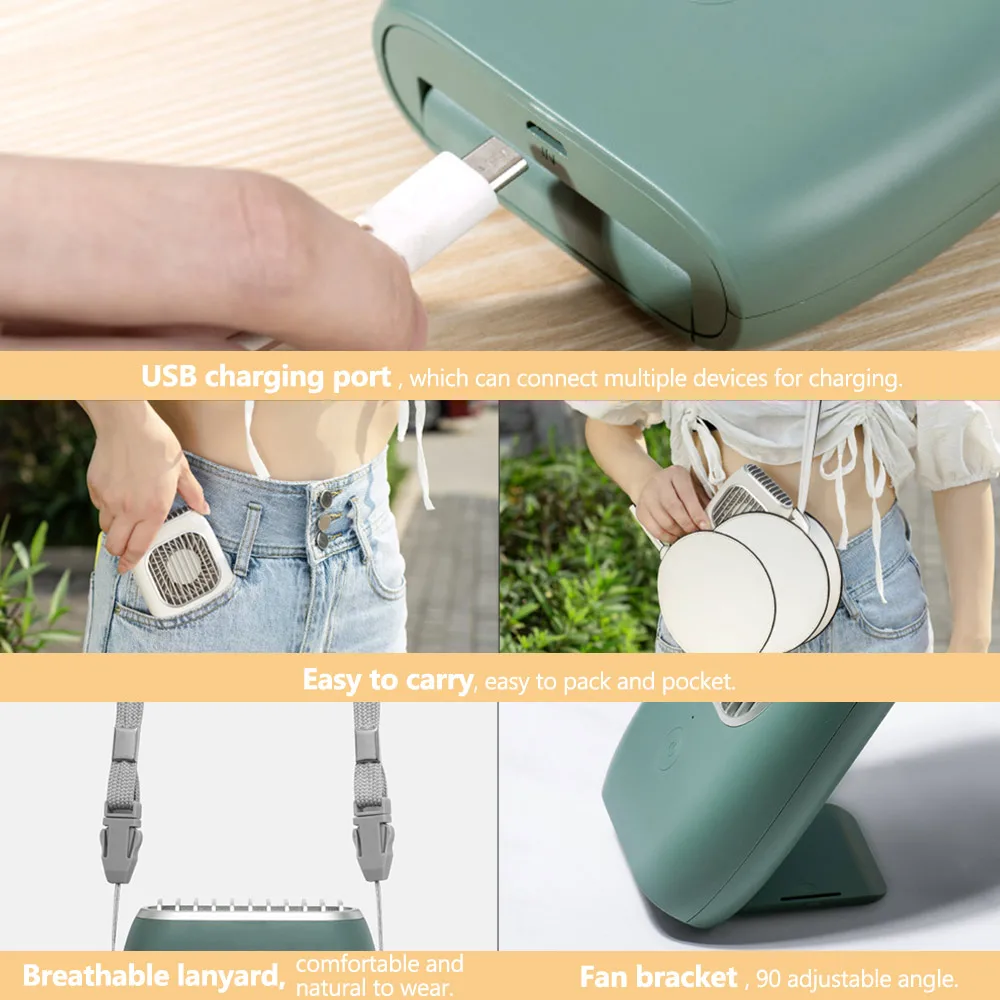 Вентилятор мини-вентилятор USB зарядка путешествия подвесной шейный вентилятор