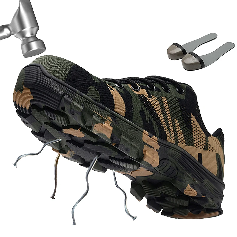 zuoxiangru Camo Safety Work Shoes Boots For Men Male Protective Steel Toe Cap Anti-Smashing Construction Snea | Обувь