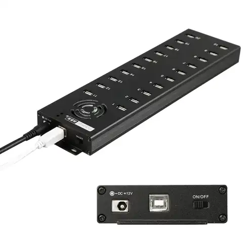 Зарядный концентратор Sipolar на 20 портов USB 2,0 с внешним адаптером питания 12 В 10 А для синхронизации данных и зарядки телефонов и планшетов