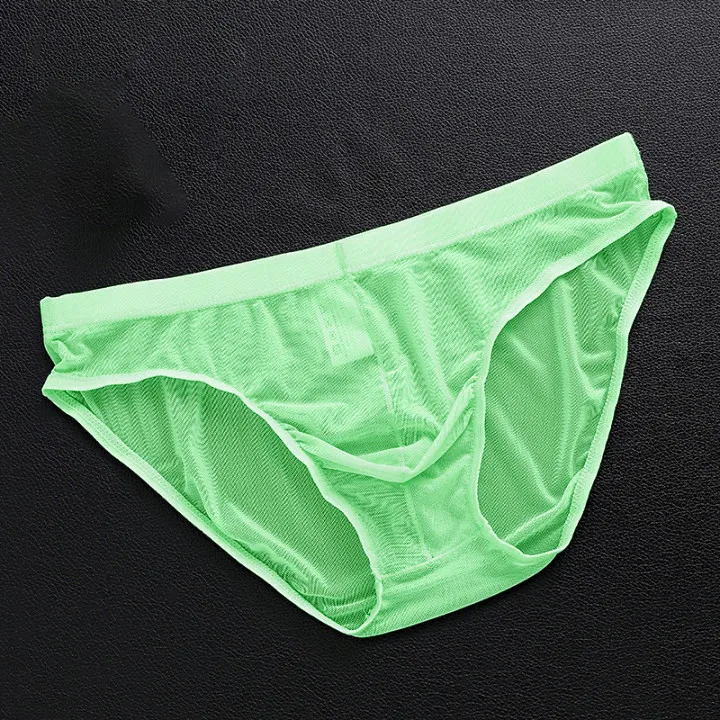 

Men's Sexy Tulle Netting Transparent Briefs Breathable Elastic Soft Underwear With Hole Mesh Brief Sissy Low Rise Lace Breathabl