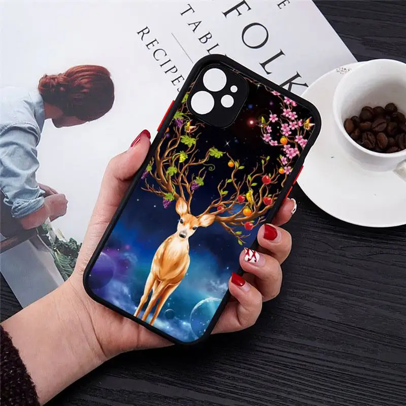 

Elk antlers cute animal Phone Case matte transparent For iphone 7 8 11 12 plus mini x xs xr pro max cover