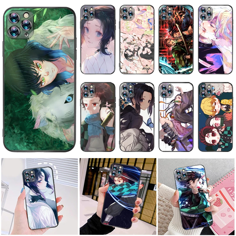 

Demon Slayer Kamado Tanjirou Kimetsu No Yaiba Kamado Nezuko Phone Case For iPhone X XR IPone XS Max Soft Cover Coque Cases