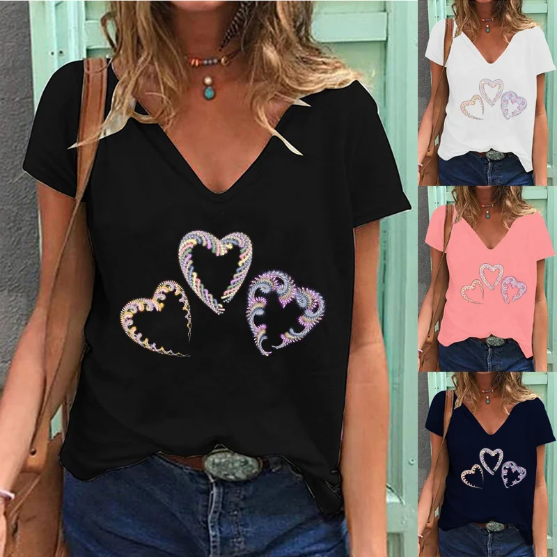 

Женская футболка с коротким рукавом и глубоким V-образным вырезом