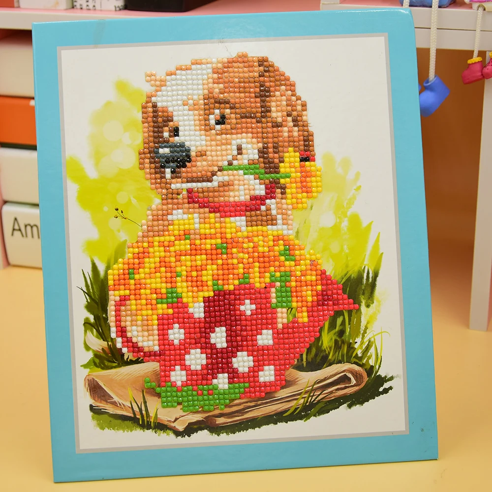 

Frame 5D Drill DIY Diamond Painting Cross Stitch Diamond Embroidery Cartoon Animal Golden Dog Handmade Gift for Kids