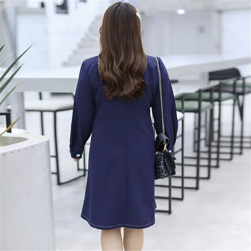 

Women's Windbreaker Spring Autumn Jacket Mid-Long Suit Collar Double-breasted Casual Coat Ladies Windbreaker Dress Plus Size 4XL