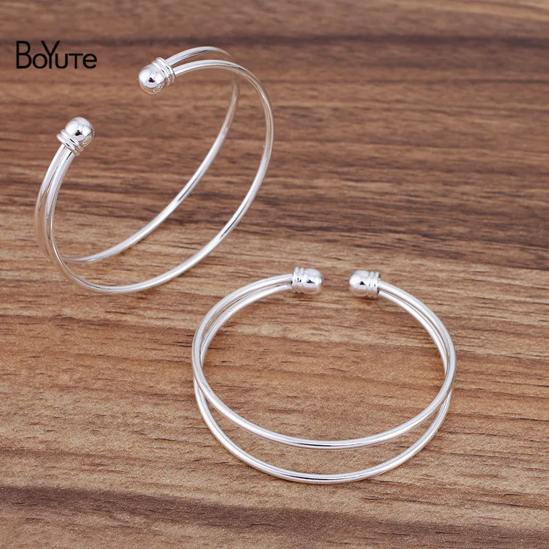 BoYuTe (10 шт/л) 60*2 мм металлический латунный простой двухлинейный браслет Прямая