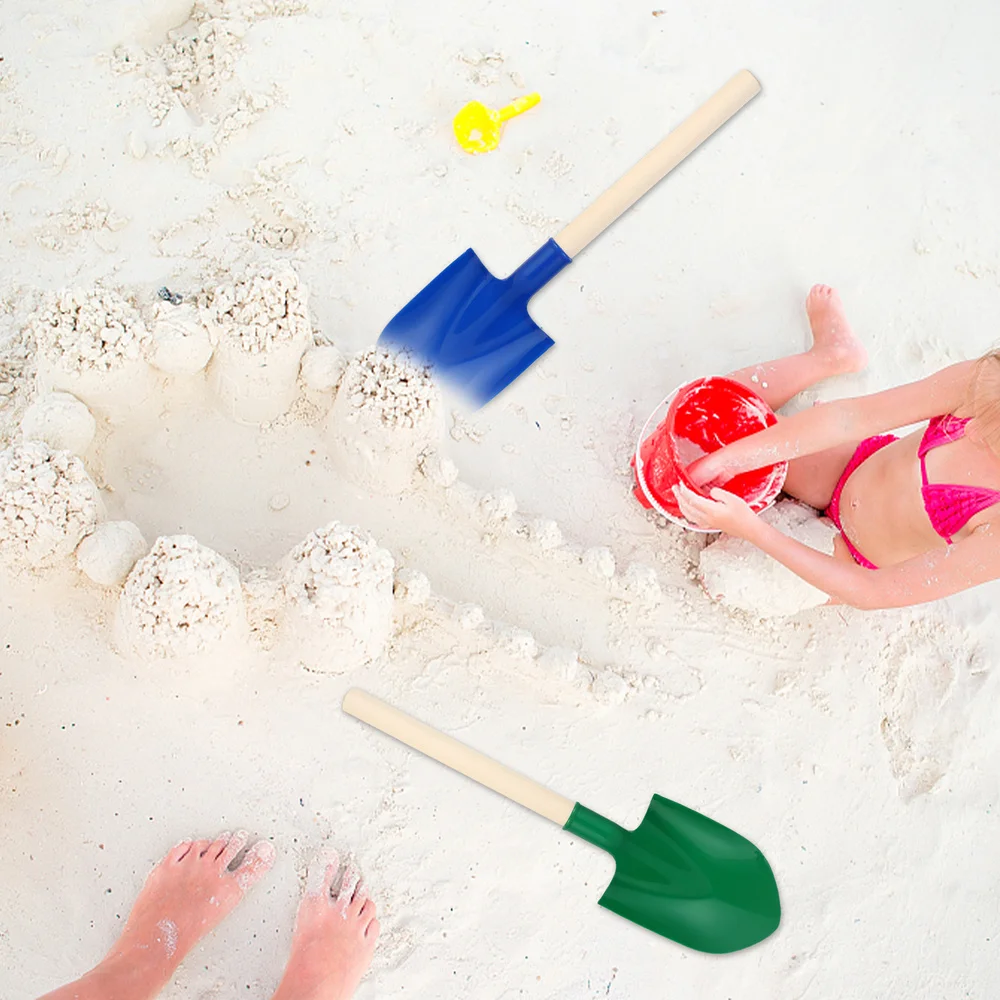 

4pcs Children Summer Sand Beach Toys Kids Wooden Handle Sand Shovels Toys