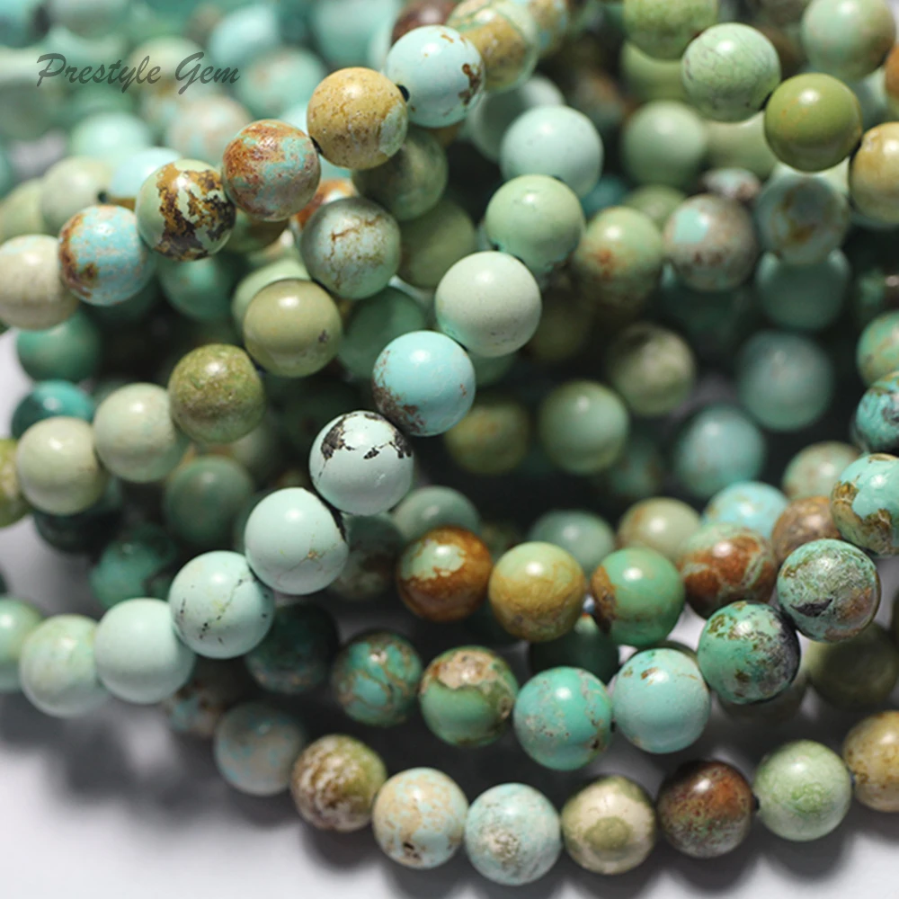 Meihan (1 bracelet) rare amazing 7-7.5mm Natural Hubei Turquoise untreated ore beads stone for jewelry making or gift | Украшения и