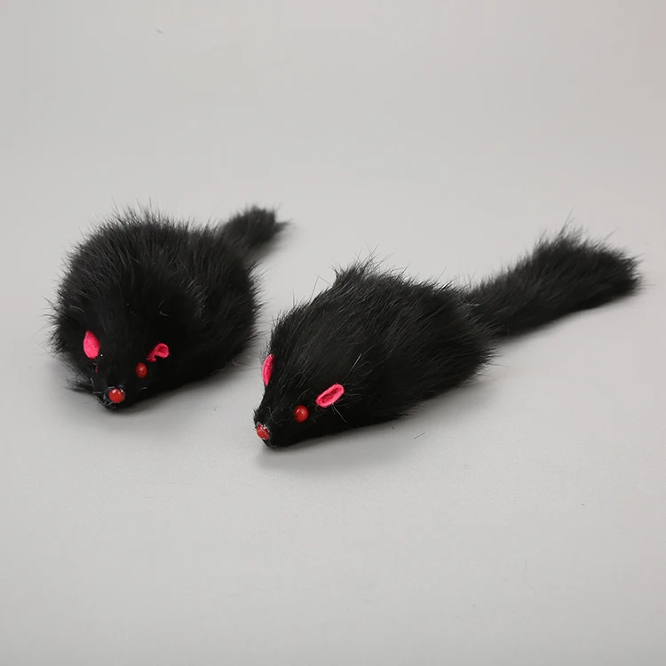 mouse 2 1 шт. 18 см кошачьи игрушки для домашних животных Настоящий мех кошка длинношерстный хвост перья мыши мышь Кролик кошка собака игрушки - Цвет: mouse 2