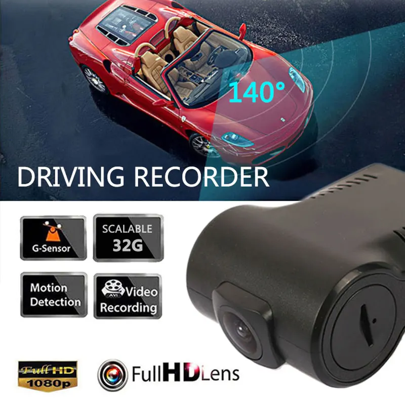 Мини 1080P FHD Автомобильный видеорегистратор камера объектив 140 ° WiFi ночного