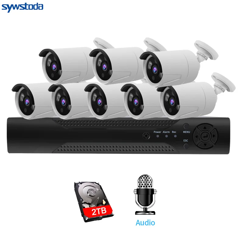 Камера видеонаблюдения 4 канала 2 МП POE NVR 1080P IP ИК ночное видение детектор движения