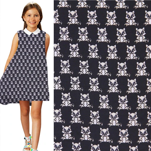 Маленький принт енота 100% чистый шелк крепдешин ткань животный дизайн SCDC798 | Дом и