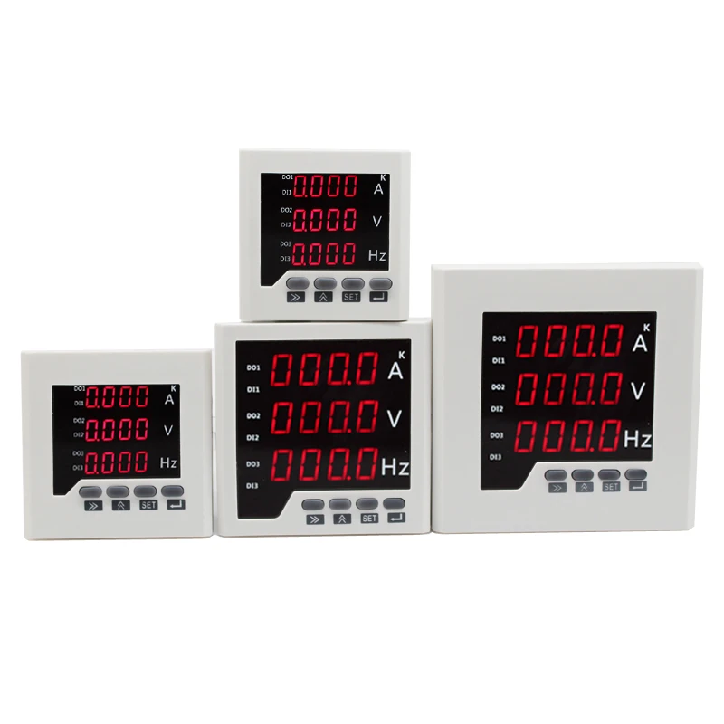 

AC 0-450V , 5A-200A ,50-60Hz A V Hz combination panel meter 1 phase voltage ampere and frequency meter